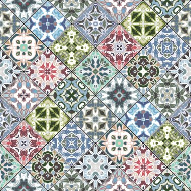 Mozaik kümedeki soyut desenler.