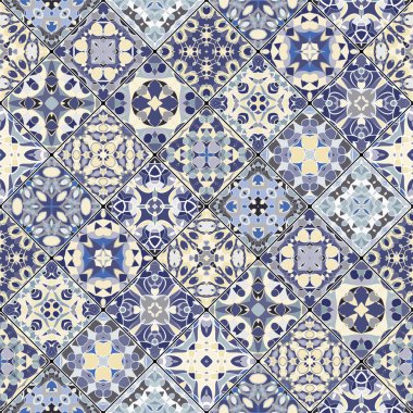 Mozaik kümedeki soyut desenler.