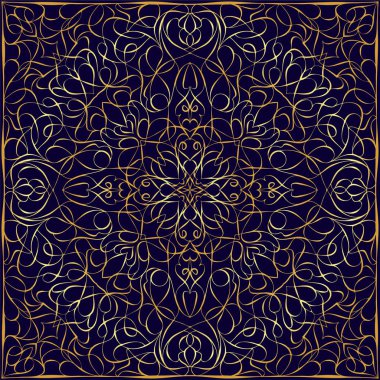 Altın süsleme ile mavi mendil