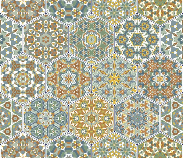 Ensemble vectoriel de motifs hexagonaux . — Image vectorielle