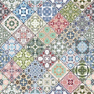 Mozaik kümedeki soyut desenler.