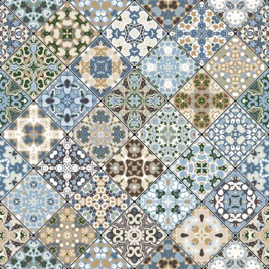 Mozaik kümedeki soyut desenler.