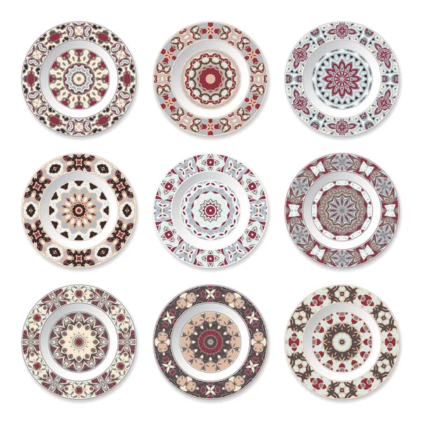 Набор декоративных тарелок — стоковый вектор