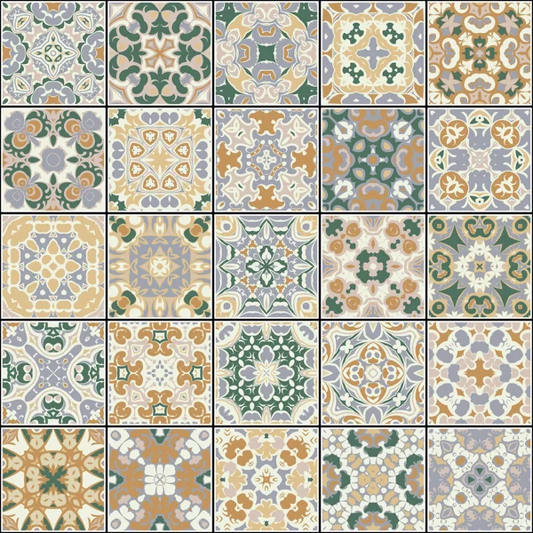 Collection of different vintage tiles — Stock Vector