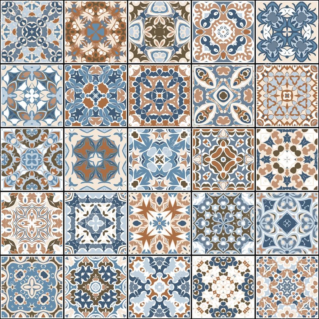 Collection of different vintage tiles