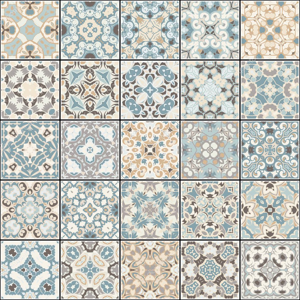 Collection of different vintage tiles