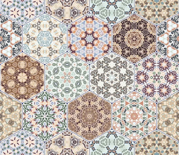 Ensemble vectoriel de motifs hexagonaux . — Image vectorielle