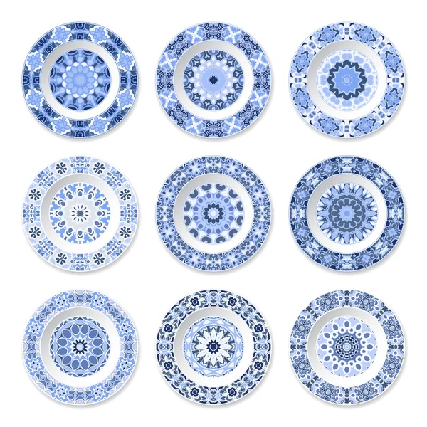 Набор декоративных тарелок — стоковый вектор