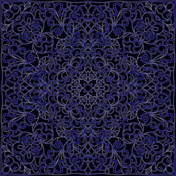 Голубой платок с белым орнаментом — стоковый вектор