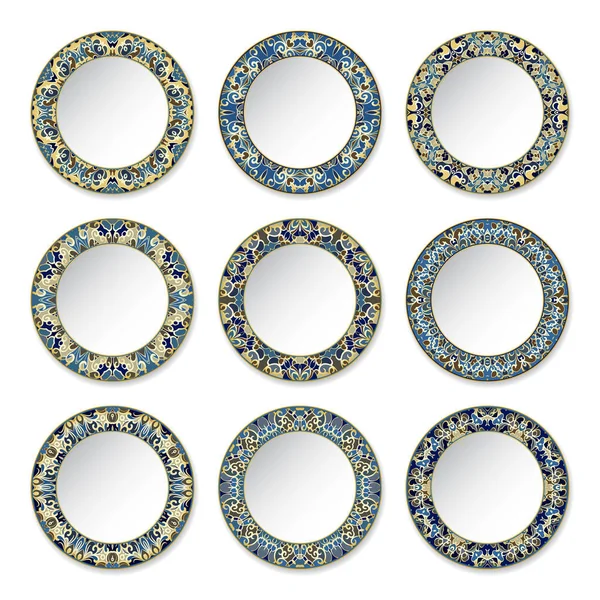 Set of decorative plates — Stock Vector