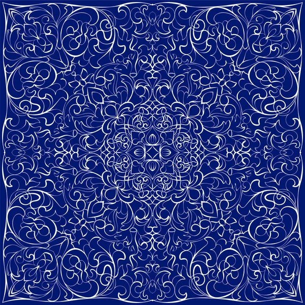 Blauwe zakdoek met witte sieraad — Stockvector