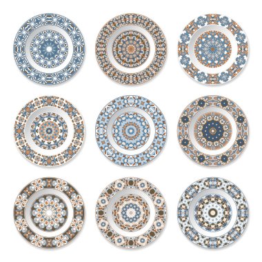 dairesel renkli desenli dokuz dekoratif kaplamalar