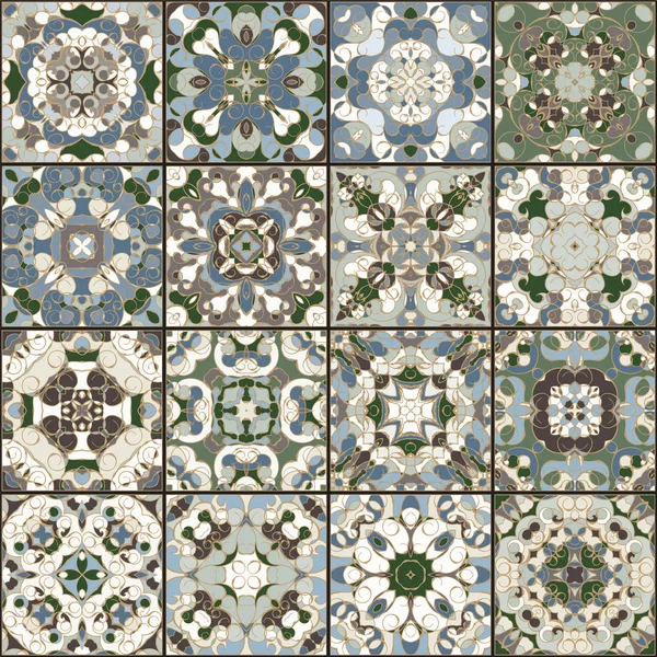 Een verzameling van keramische tegels in retro kleuren. — Stockvector