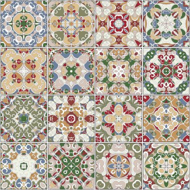 Bir koleksiyonu retro renklerde Seramik Karo.