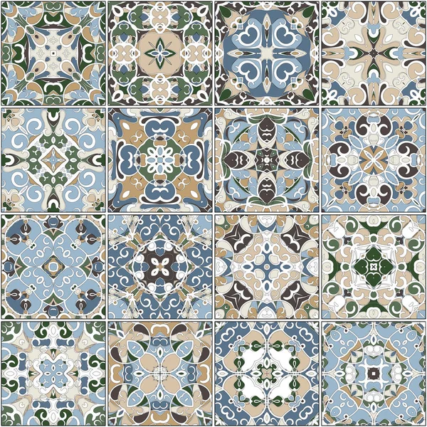 Bir koleksiyon içinde mavi ve bej renklerini Seramik Karo.