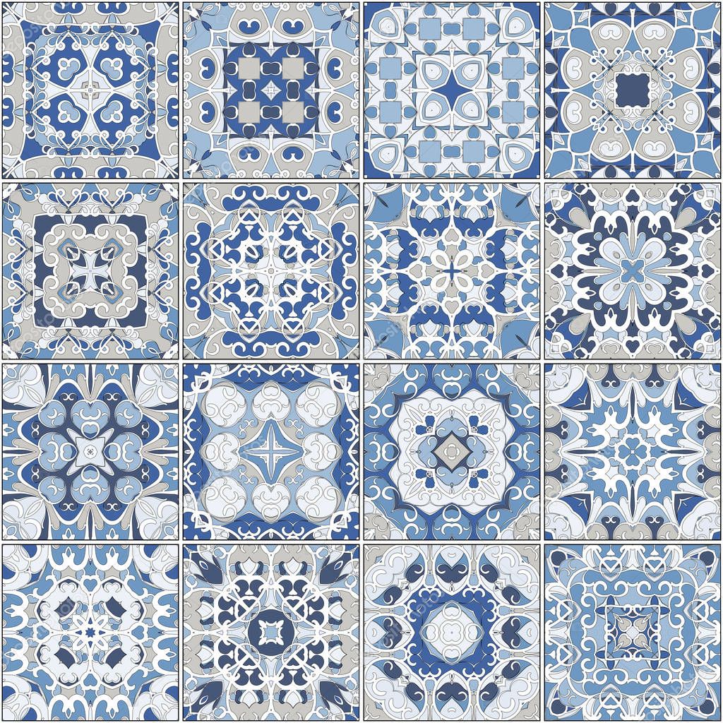 Collection of different vintage tiles