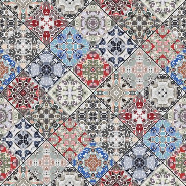 Mozaik kümedeki soyut desenler.