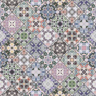 Mozaik kümedeki soyut desenler.