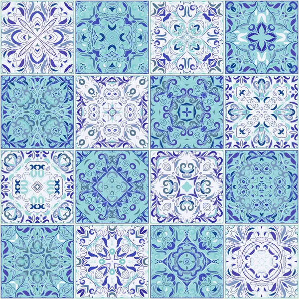 Collection of different vintage tiles — Stock Vector