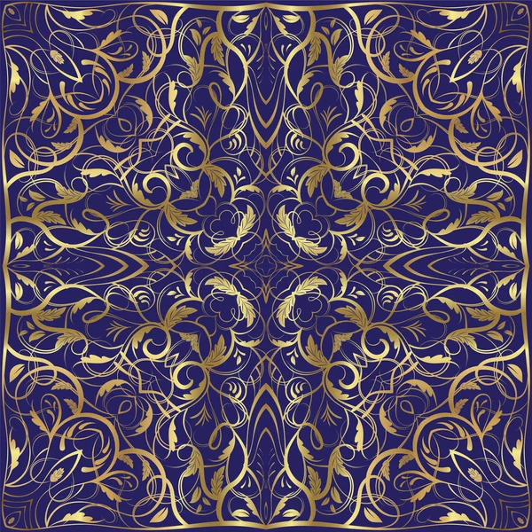 Голубой платок с золотым орнаментом — стоковый вектор