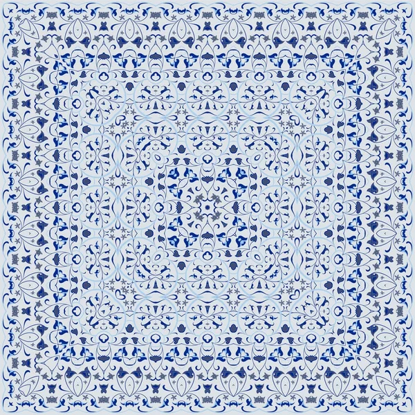 Elegantní čtvercové světlo modré arabské vzor. — Stockový vektor