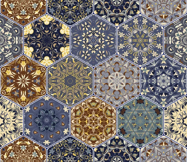 Ensemble vectoriel de motifs hexagonaux . — Image vectorielle