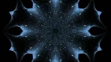 Mavi fraktal arka plan. Kaleydoskop renk sonsuz hareket. Meditasyon, yoga, gösteri, mandala, fraktal animasyon için soyut desenler. Sorunsuz döngü.