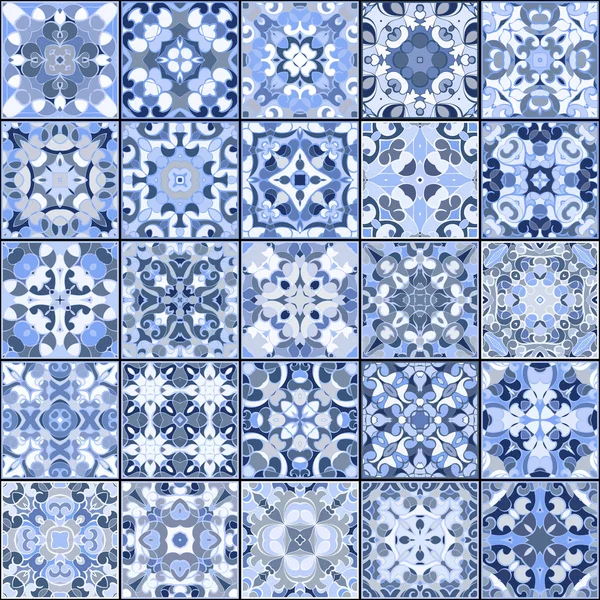 Coleção de diferentes azulejos vintage — Vetor de Stock