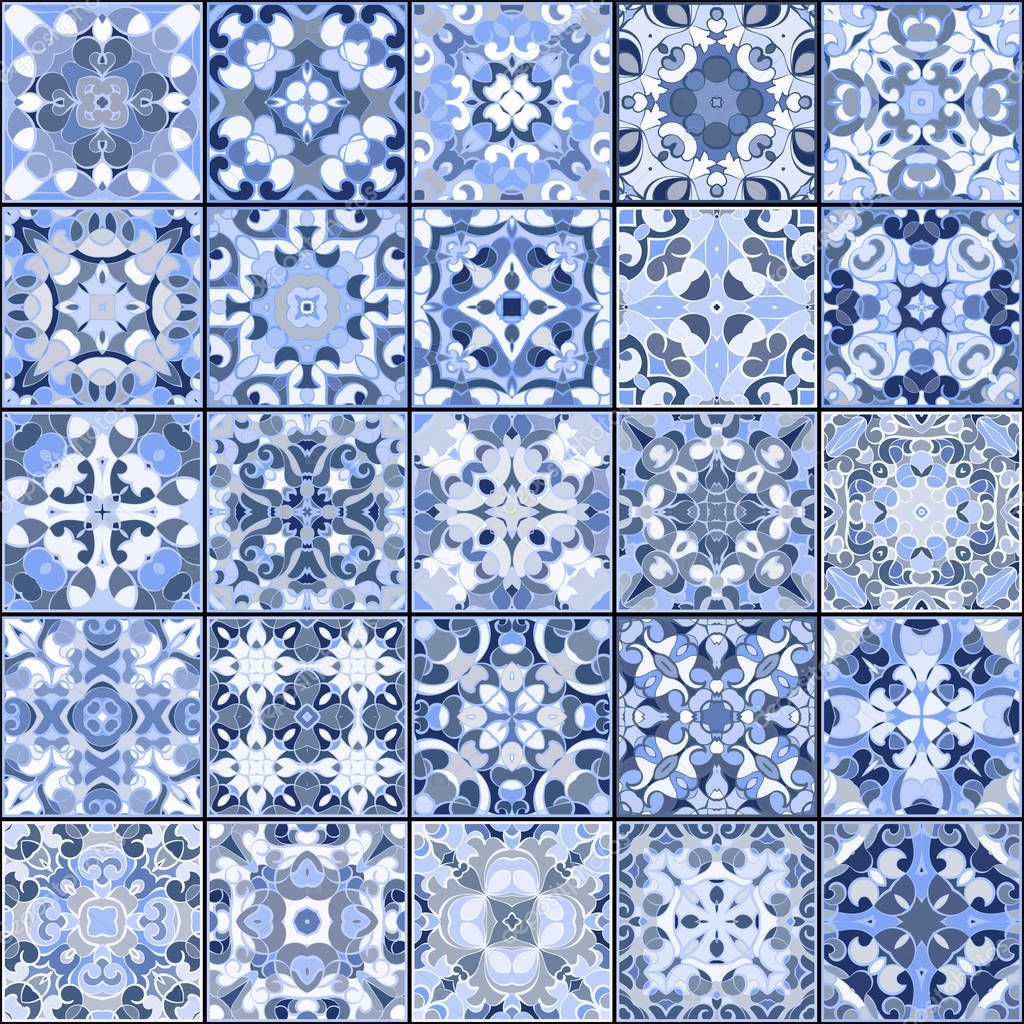 Collection of different vintage tiles