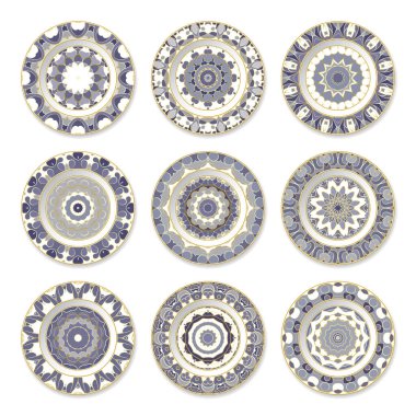 Dokuz dekoratif kaplamalar kümesi