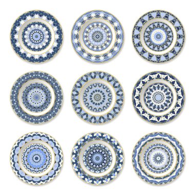 Dokuz dekoratif kaplamalar kümesi