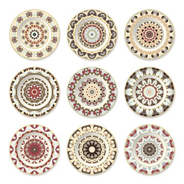 Dokuz dekoratif kaplamalar kümesi