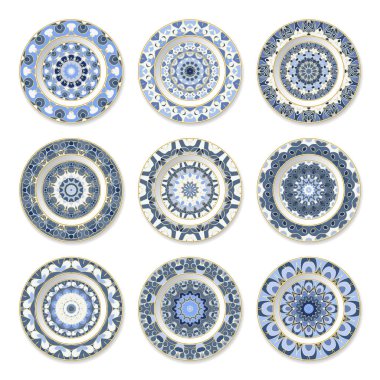 Dokuz dekoratif kaplamalar kümesi