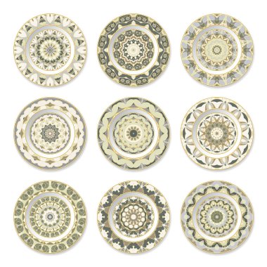 Dokuz dekoratif kaplamalar kümesi