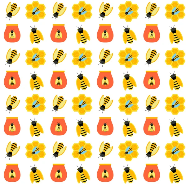 Honey bee seamless mönster — Stock vektor
