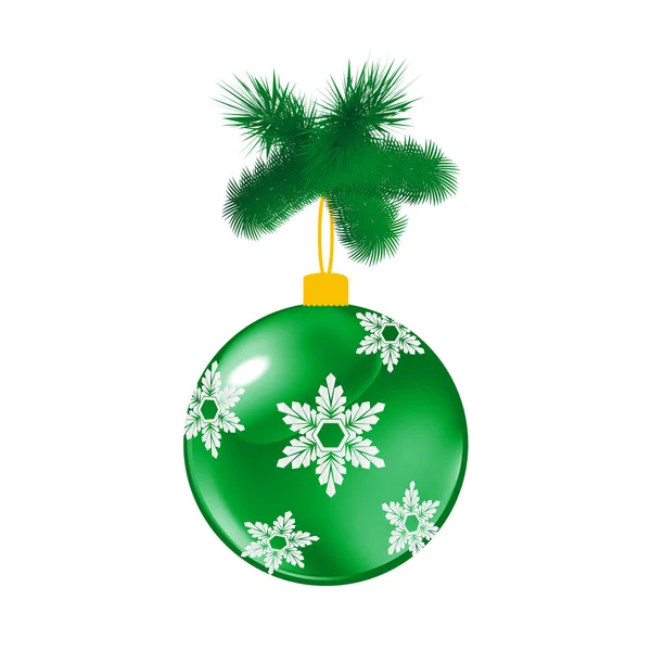 Bola de cristal verde de Navidad con pino — Vector de stock