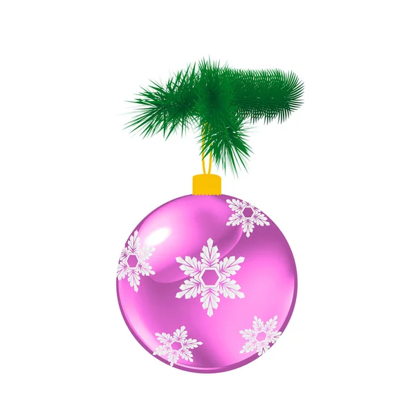 Bola de cristal de Navidad púrpura con pino — Vector de stock