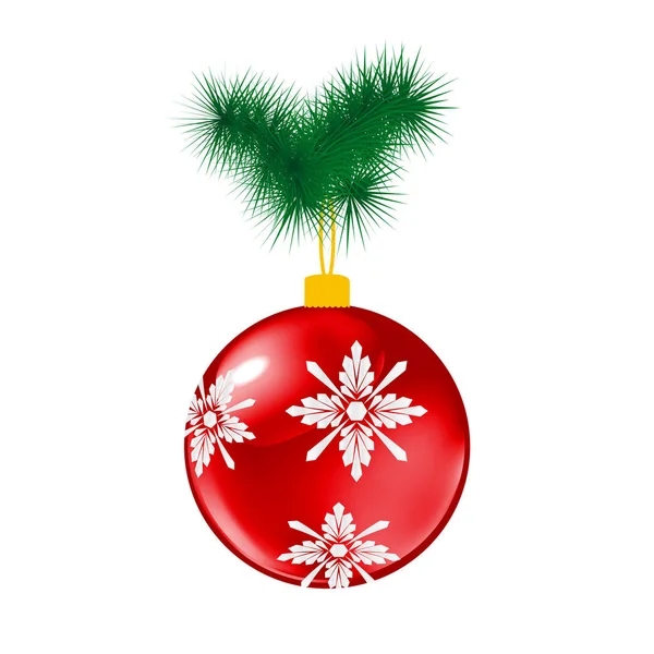 Bola de cristal rojo de Navidad con pino — Vector de stock