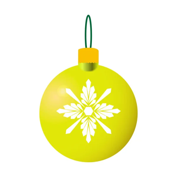 Gelbe dekorative Weihnachtskugel — Stockvektor