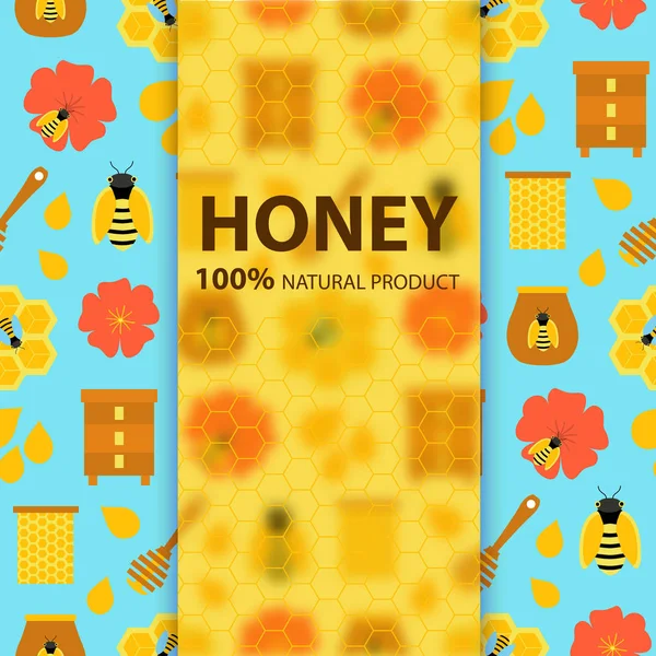 Banner de produto natural mel — Vetor de Stock