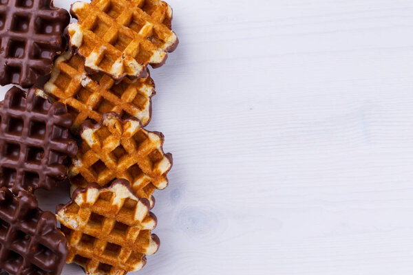 Belgian waffles with chocolate icing