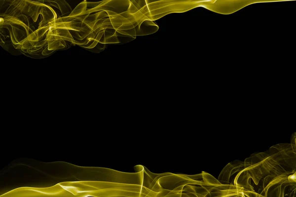 Siyah arkaplanda sarı duman — Stok fotoğraf