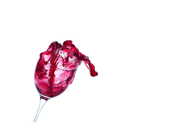 Red Wine Poured Glass White Background — Stock Photo, Image