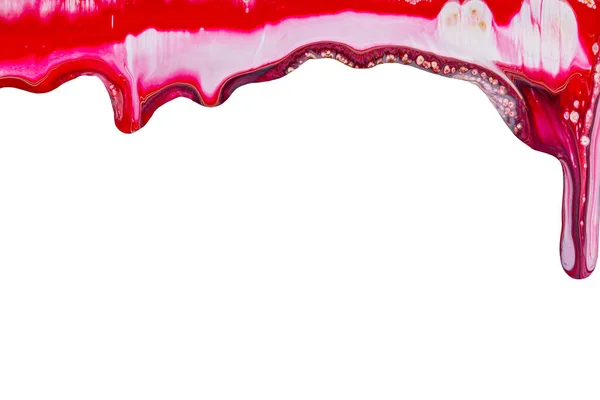 Rot Tropfende Farbe Vor Weißem Hintergrund — Stockfoto