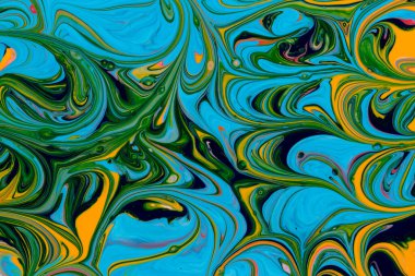 Yeşil ve mavi tonlarda akrilik boyanın soyut arkaplanı