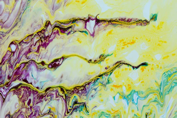 Абстрактний Фон Акрилової Фарби Фіолетових Жовтих Тонах — стокове фото