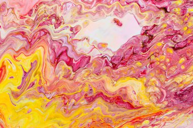 Kırmızı ve sarı tonlarda akrilik boyanın soyut arkaplanı