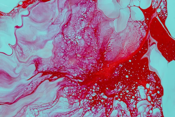 Streszczenie Tła Farby Akrylowej Odcieniach Akwamaryny Czerwieni — Zdjęcie stockowe