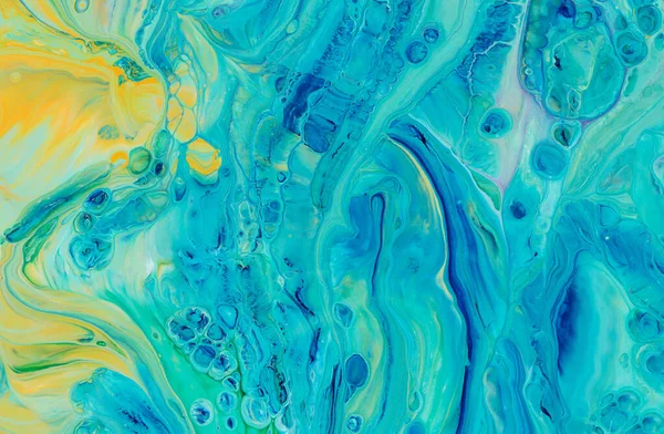 Abstract Background Acrylic Paint Blue Yellow Tones — Stock Photo, Image