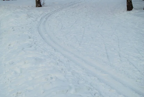 Een cross-country ski run is beschikbaar in winter Park. Sportieve activiteiten in de stad — Stockfoto